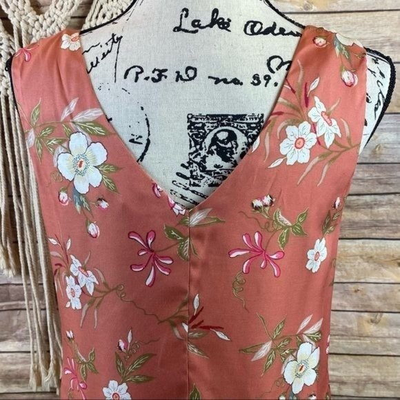Rebecca Taylor | ‘Lita’ Sunset Floral Print Silk-Blend Tie Strap Tank Top Cami - Picture 5 of 8